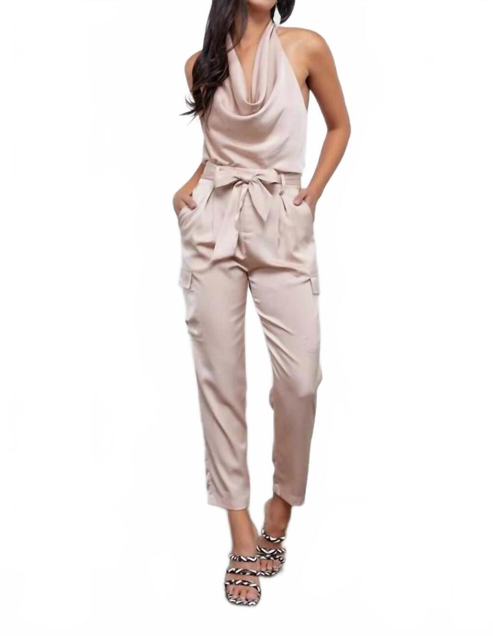 NEW DO+BE cowl neck top in sand/beige